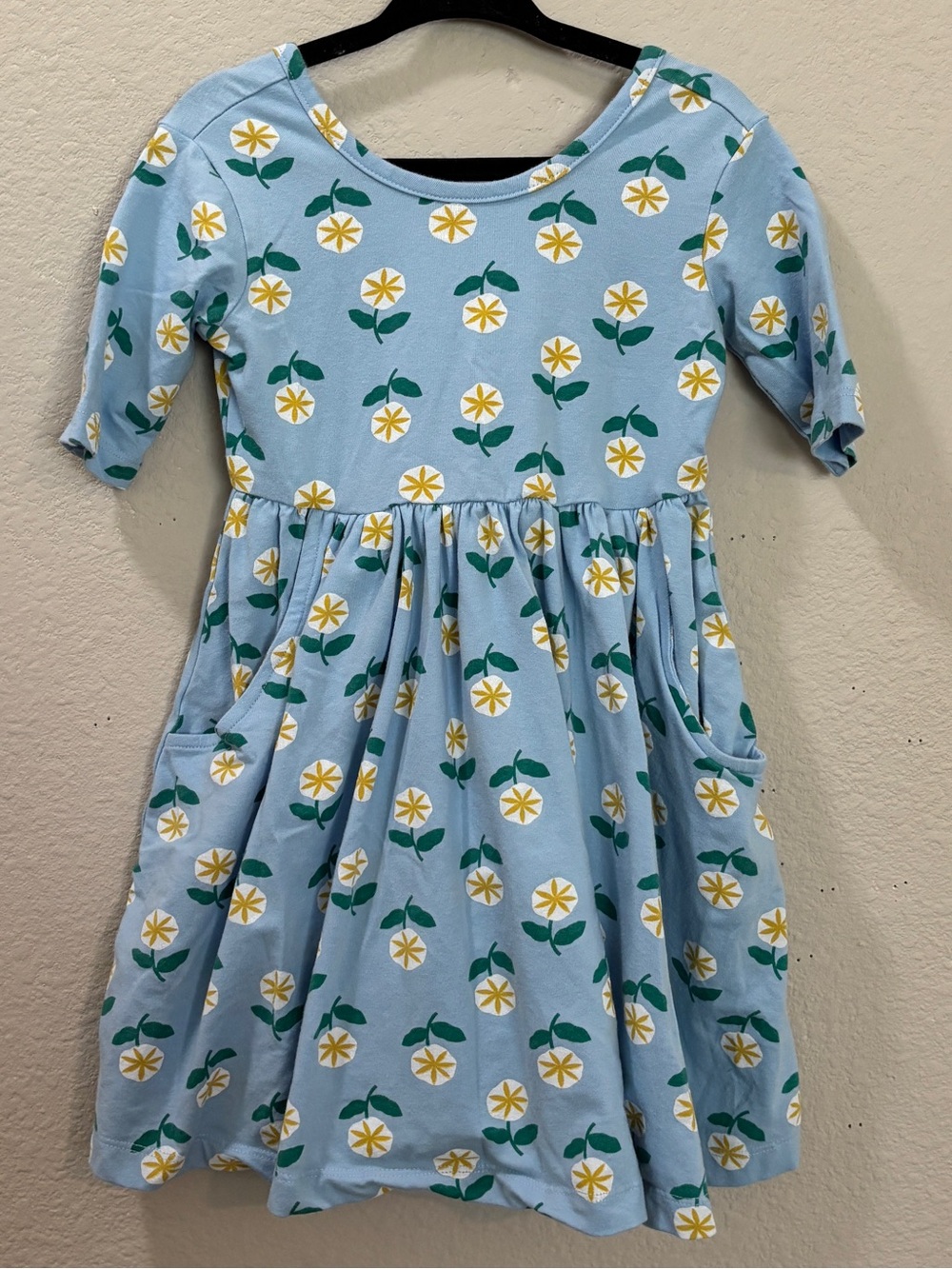 Hanna Andersson Blue Floral ¾ Sleeve Dress Size 3T (90 cm)